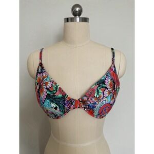 Luli Fama Bikini Top Underwire Vibrant "Copa" Adjustable Strap Size DD Cup EUC